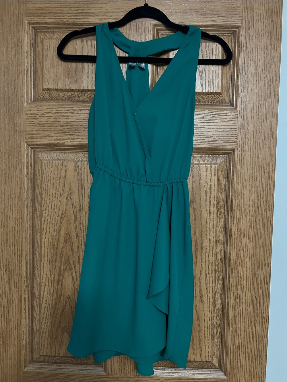 Forever 21 Teal One-Shoulder Faux-Wrap Dress